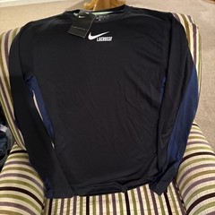 Nike Pro Dri Fit Long Sleeve Lacrosse Active Black Shirt Size L Men’s NWT