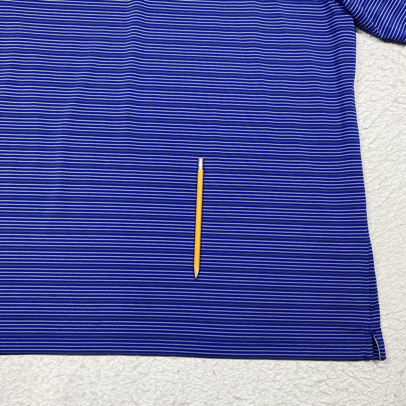 Under Armour Polo Shirt HeatGear Mens XL Blue Striped Short Sleeve Golf gallery