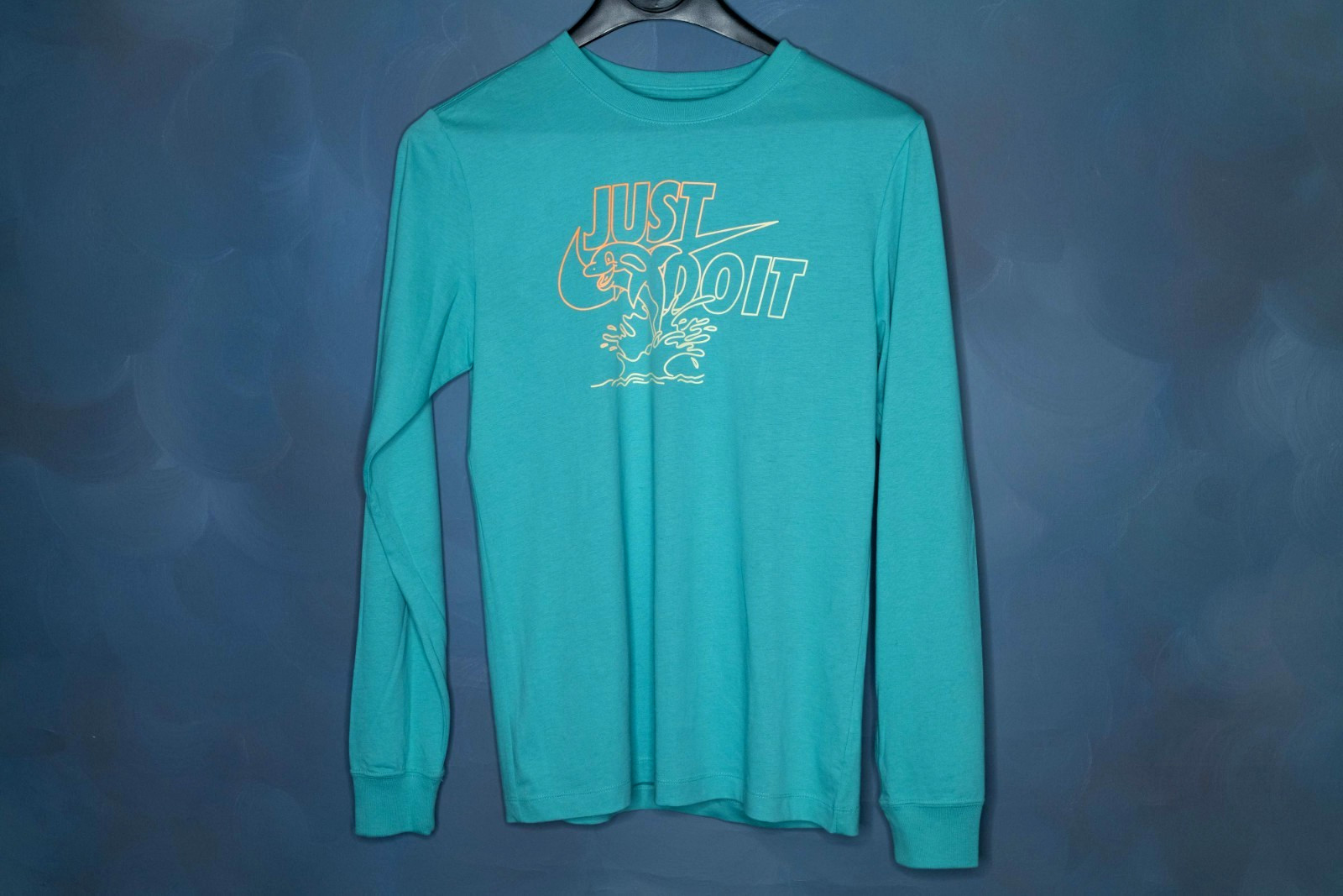 Nike Just Do It Mens Long Sleeve Tee Shirt Small Teal Color Dolphin COOL! gallery