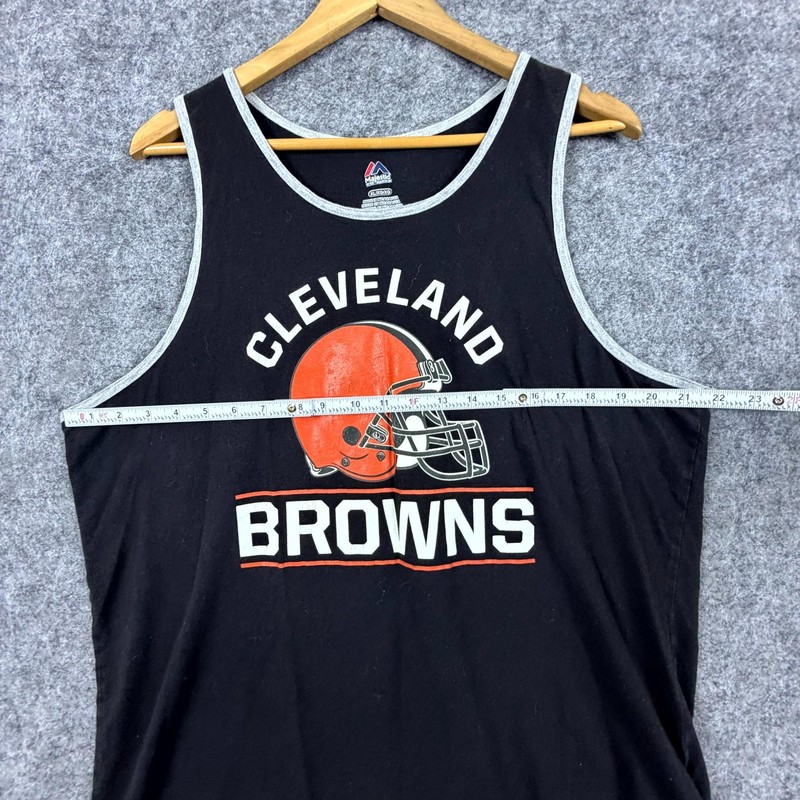 Cleveland Browns Tank Top Mens XL Black Majestic NFL Graphic Print Retro Helmet gallery