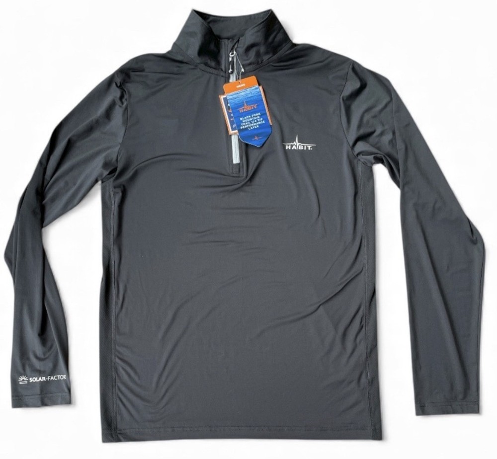 Men's Habit Black Fork Mountain Trail 1/4 Zip Performance Layer Size Medium
