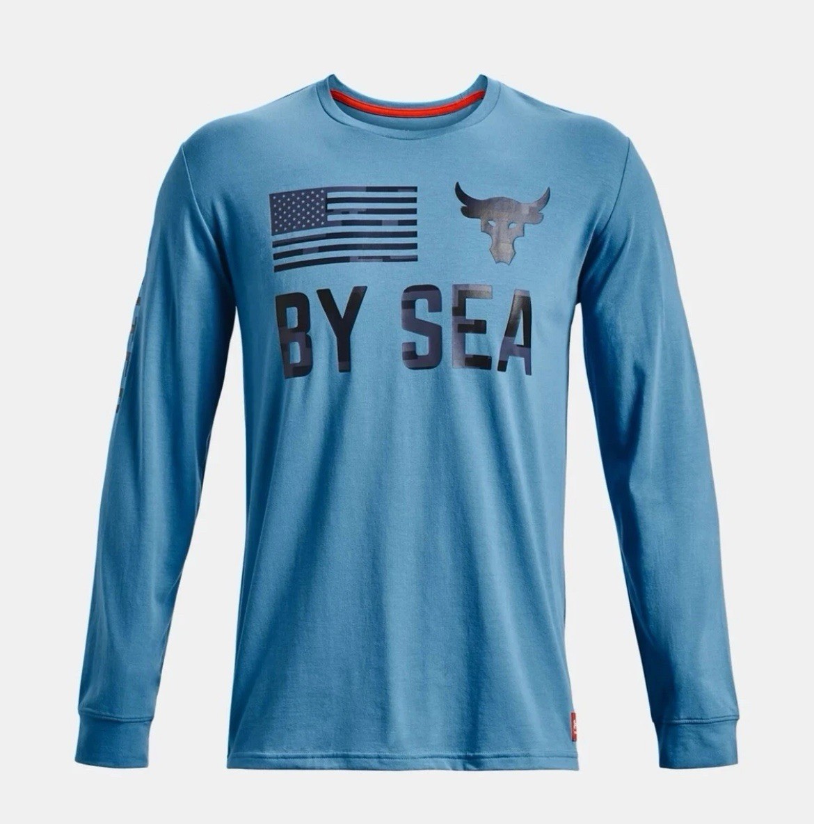 Size:Large🔥Under Armour Project Rock Veterans By Sea Men Long Sleeve Blue Flag gallery