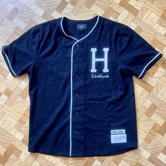 HUF Large Swing Kings Baseball Jersey Black Button Up Men’s Shirt 86 Hachiroku