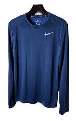 Nike Shirt Mens Small Blue Dri-Fit Lightweight Swoosh Running Logo Tee