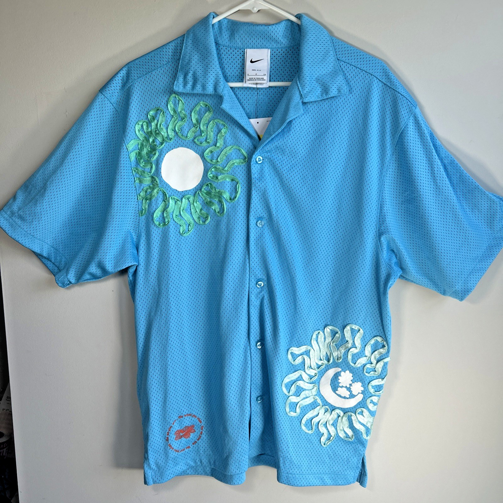 Nike Uphoria Button-Up Mesh Short Sleeve Top Jersey Shirt Mens Small Blue Rare gallery