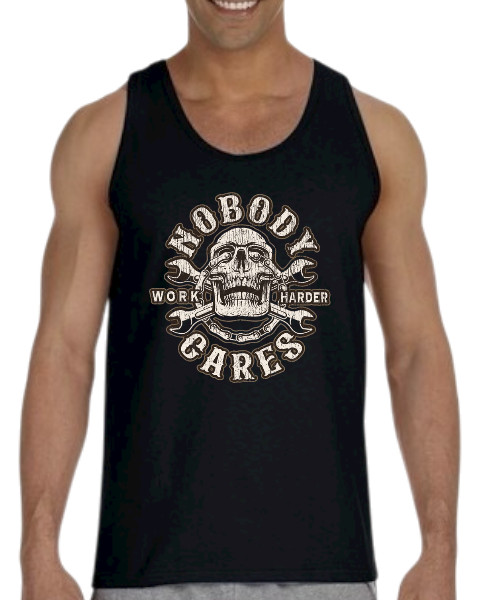 Nobody Cares Work Harder Skull Graphic Tank Top gallery