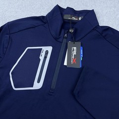 NEW RLX Ralph Lauren Performance Jersey 1/4 Zip Pullover Men’s Large Blue Golf