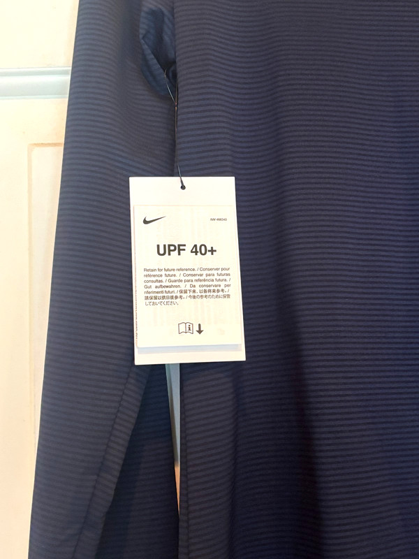 Nike Shirt Quarter Zip Blue Stripe UV PROTECTION Long Sleeve Size Womens S NWT gallery