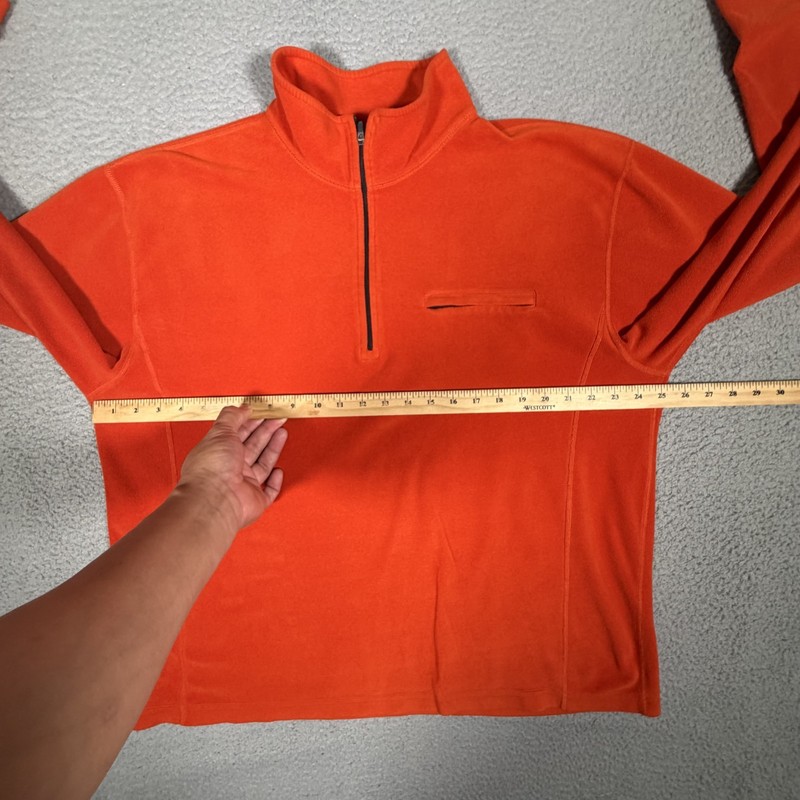LL Bean Sweater Mens XL Orange Pullover 1/4 Zip Fleece Outdoor Hunting Pocket gallery