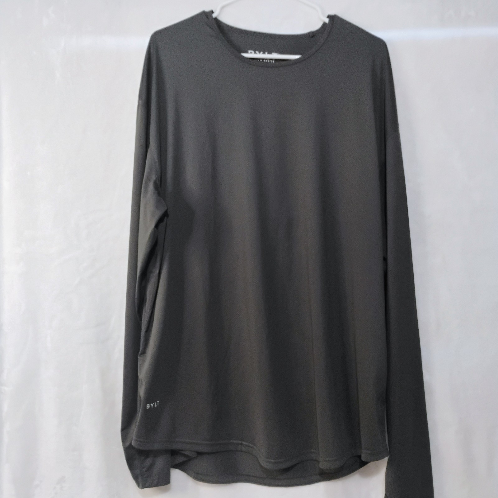 BYLT Basics Drop Cut Lux Long Sleeve Performance Stretch Mens XXL Gray Shirt J gallery