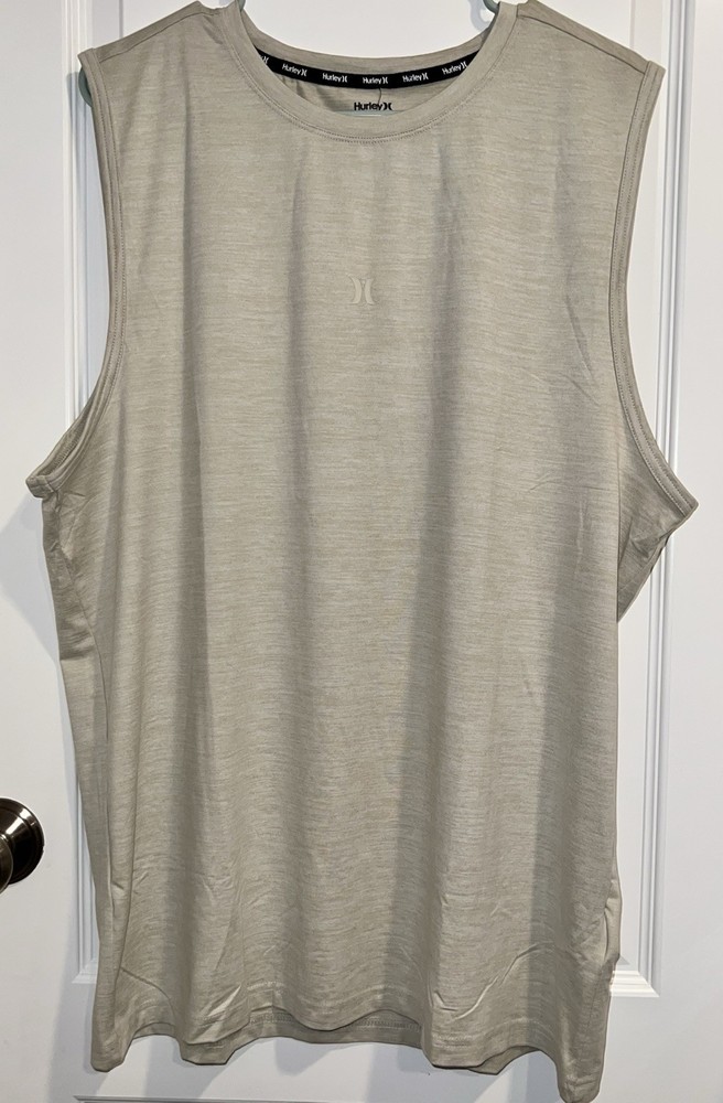 Hurley's Men's Active Tank Top LARGE Beige Sports Performance Athletic Gym NWT