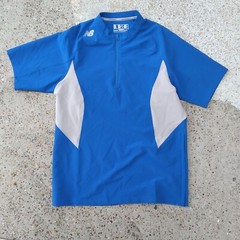 New Balance men’s size S performance shirt blue gray stretch side zip high neck