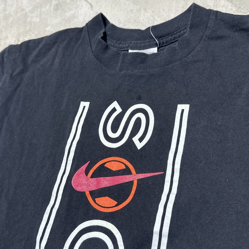 VTG 90s NIKE Shirt Youth SZ L USA Made Swoosh Kick In The Grass Soccer gallery