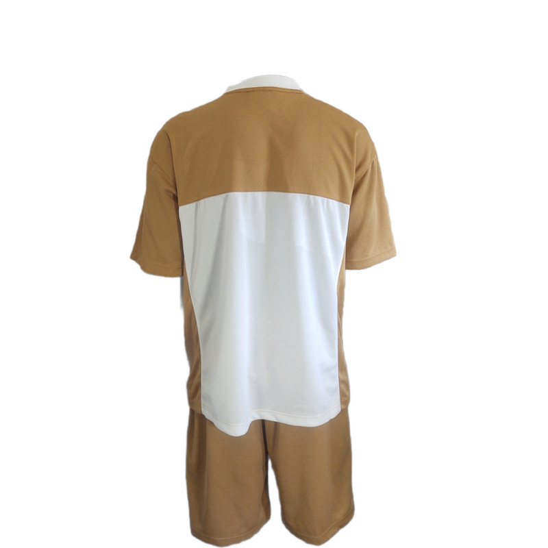 Men's Athletic Jersey Short Sleeve Top Shorts Set, Gold and White, Medium-XXXL gallery