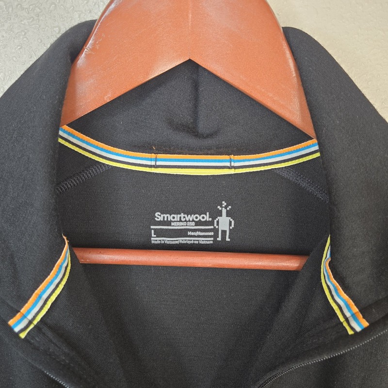 SMARTWOOL Merino 250 1/4 Zip Pullover Shirt Top Base Layer Black Men's L Hiking gallery