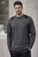 Spyder Active Men Medium ProWB Grey Black Athletic Top Running Biking Hiking