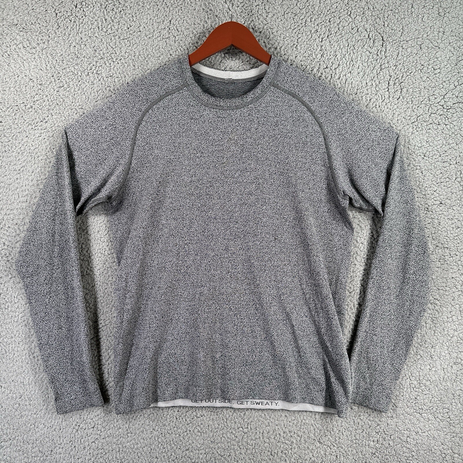 Lululemon Mens Time To Get Dirty Get Outside Get Sweaty Long Sleeve Gray Medium gallery