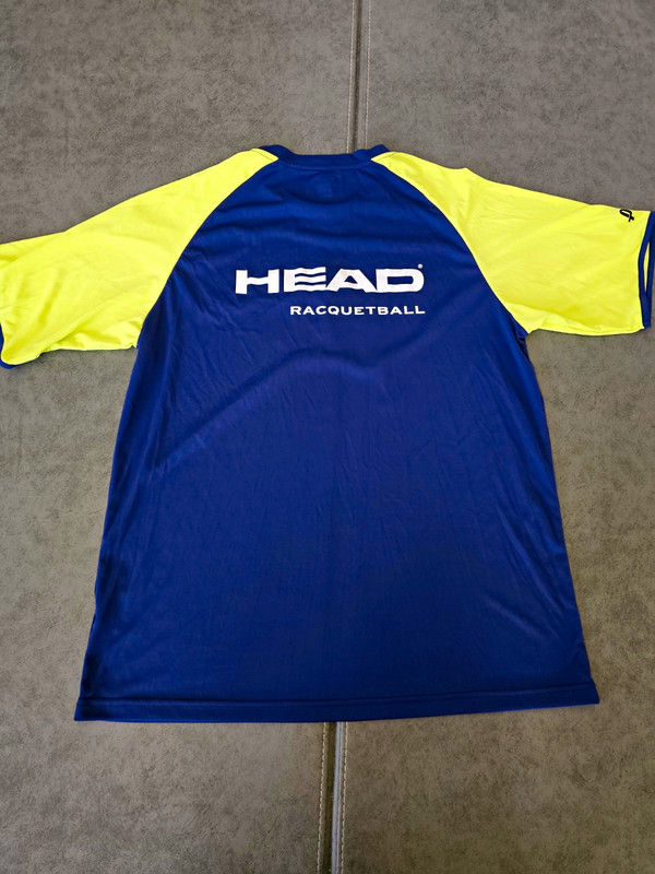 HEAD Blue Yellow Mens XL Polyester Logo Crew Neck Racquetball T-Shirt gallery