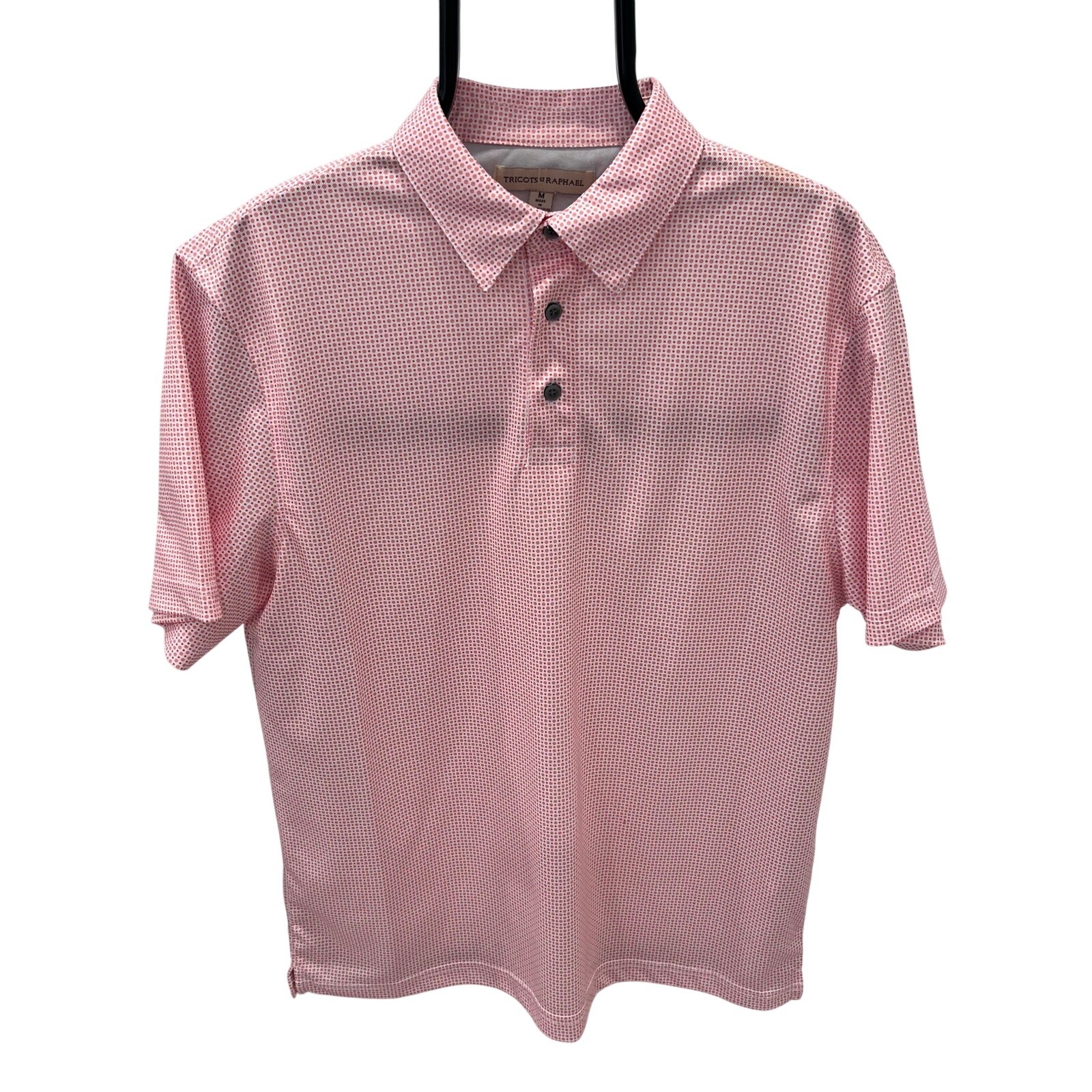 Tricots St Raphael Golf Polo Shirt Men's MD Pink White Check Pattern gallery