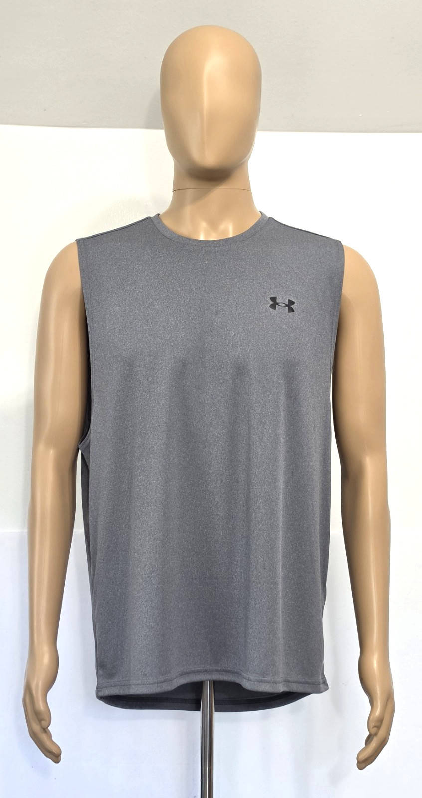 Under Armour Tank Top Mens Large Grey Crew Neck Lightweight Loose Fit Logo gallery