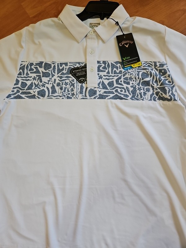 Callaway Opti Dri Eco Men’s Golf Polo Shirt L Coastal Outline Print White gallery