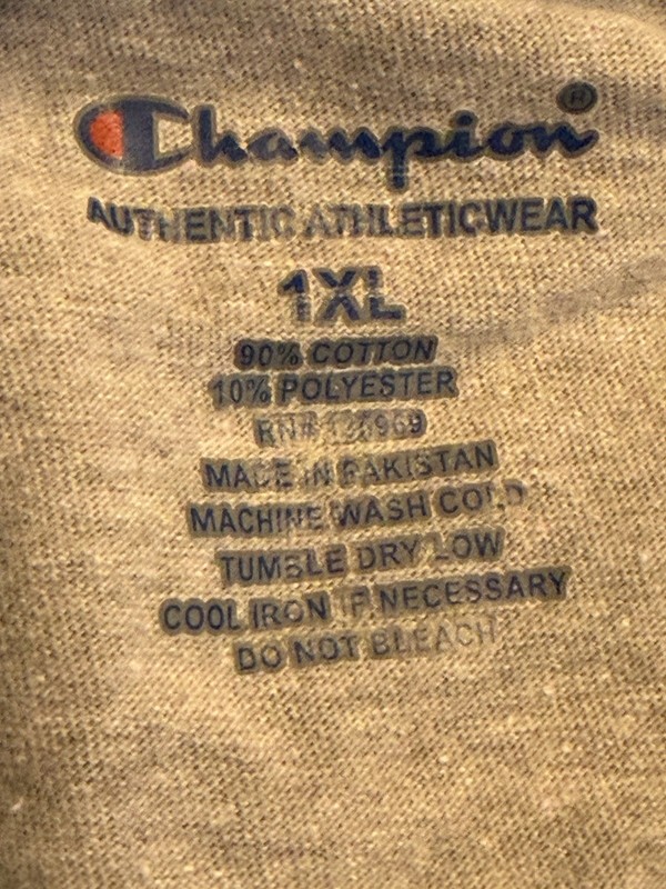 Champion Size XL Short Sleeve Hooded Shirt Gray And Light Blue with Front Pocket gallery