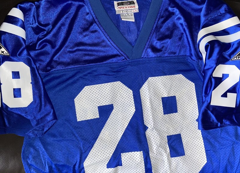 Marshall Faulk #28 Indianapolis Colts Vintage Apex One NFL Jersey 23A X 31L M/L gallery