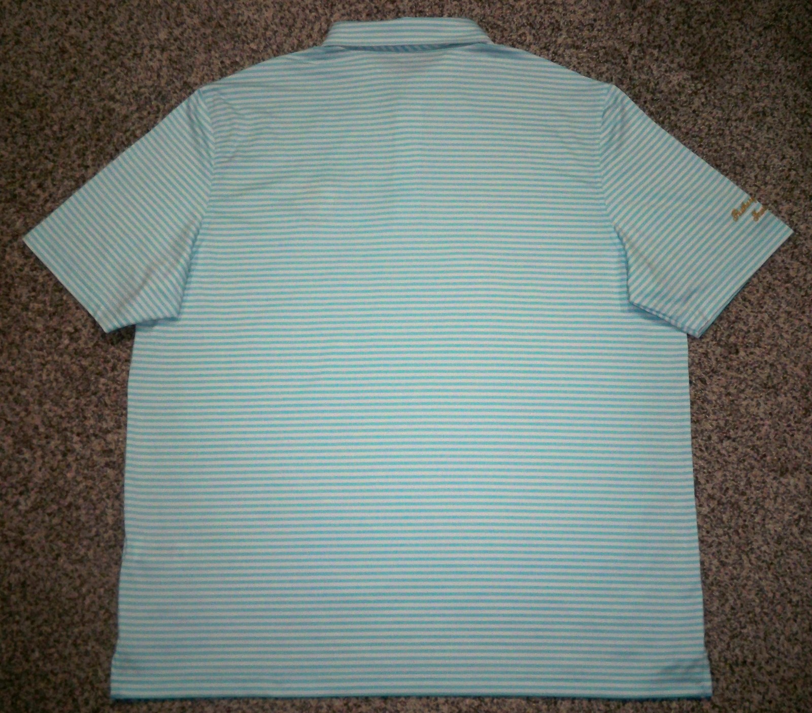 NWOT Men's VINEYARD VINES Performance Polo XL AQUA GREEN & WHITE Striped w/Golf gallery