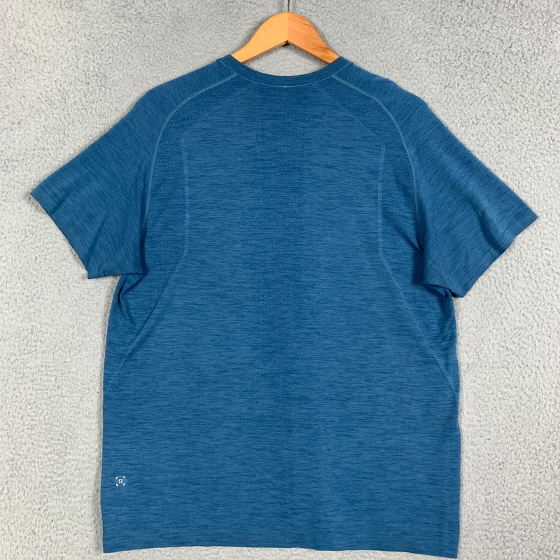 Lululemon Metal Vent Shirt Mens XL Poseidon/Hawk Blue Tech Seamless Crew Workout gallery