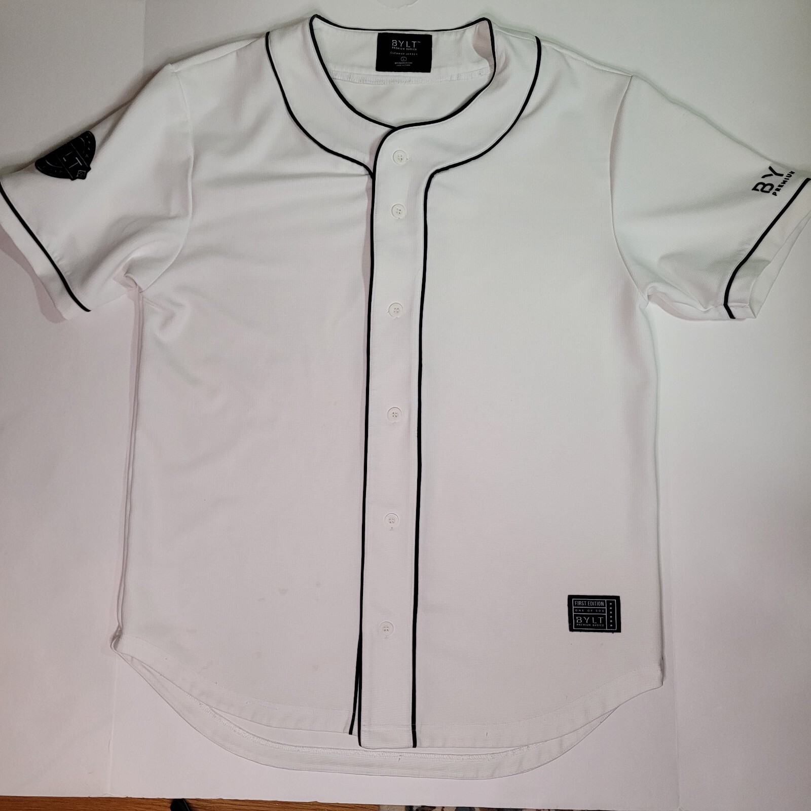 BYLT Premium Basics Clean Up Baseball Jersey Men’s Large White Black Trim gallery