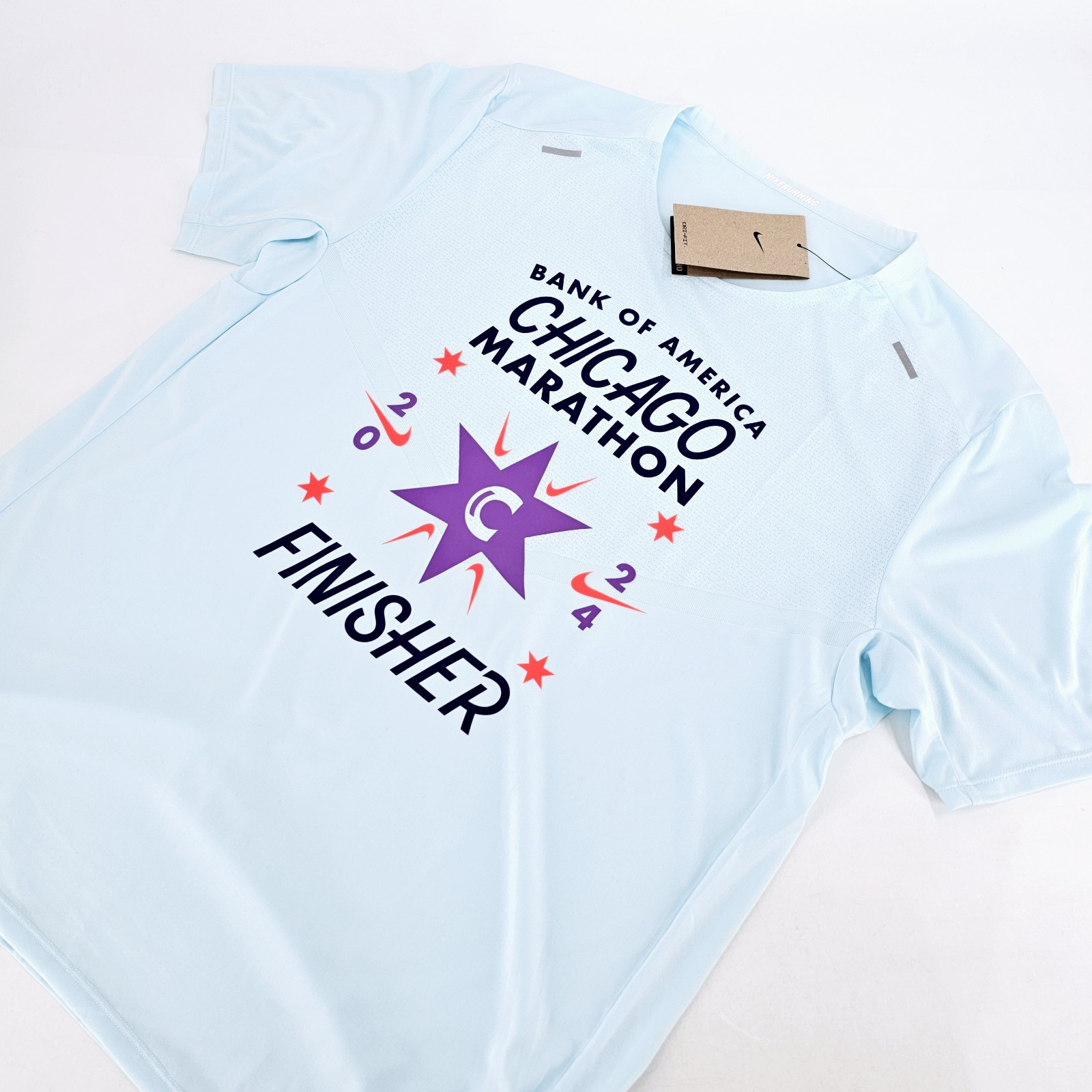 Nike Chicago Marathon Finisher Running T-shirt Mens LARGE L Blue 2024 NEW gallery