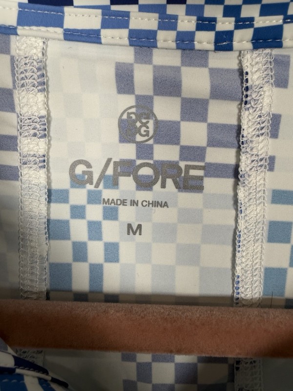 G/FORE Sun Shield Silky Tech Quarter Zip Women's Size Medium Blue Geometric logo gallery