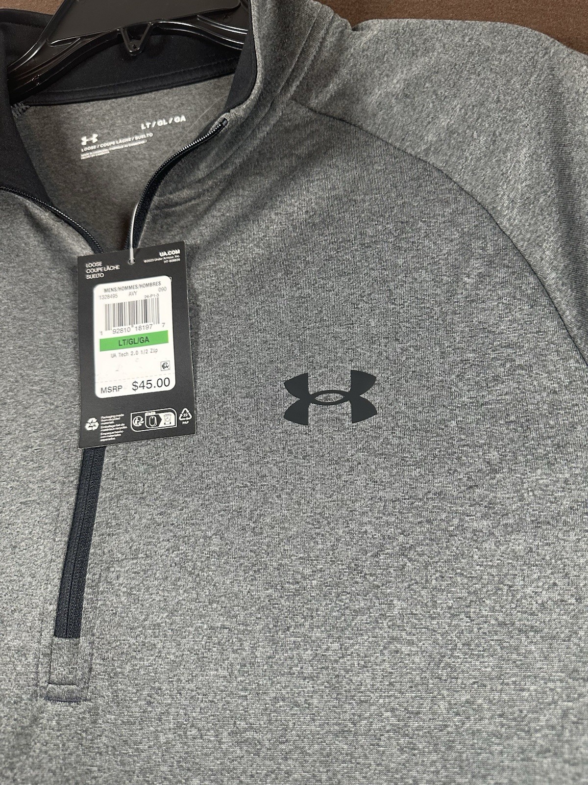 Under Armour Pullover Mens LT Grey 1/4 Zip Tech Heathered Polyester 1328495 gallery
