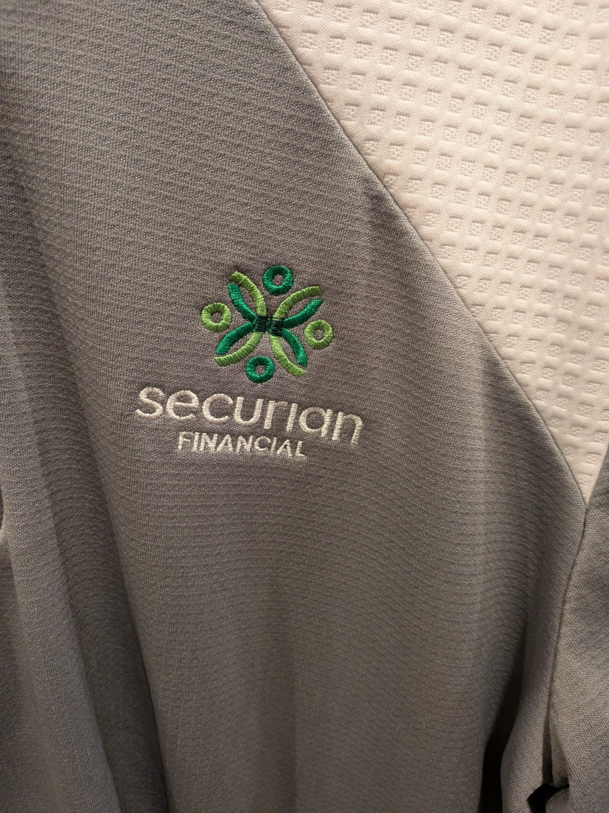 Adidas Primegreen grey/white L 1/4 zip golf pullover w/pockets Securian branded gallery