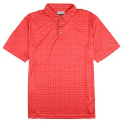 PGA TOUR Check Print Polo Golf Shirt sz L Large True Red