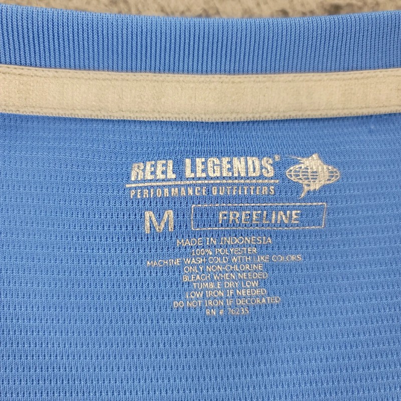 Reel Legends Shirt Mens Medium Blue Freeline Outdoors Fishing Camp Short Sleeve gallery