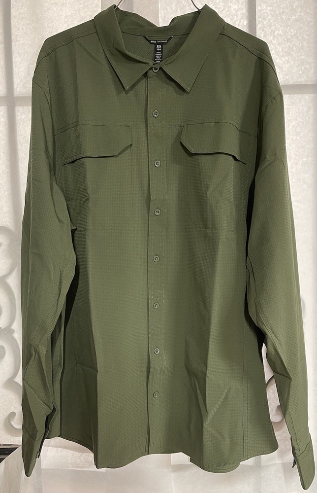 Allforth Mens Performance Outdoor Long Sleeve Shirt, Sea Turtle Green 2XL