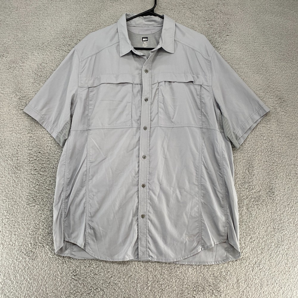 REI Hiking Shirt Mens XL Sahara Short Sleeve Button Up Vented Outdoor Stretch