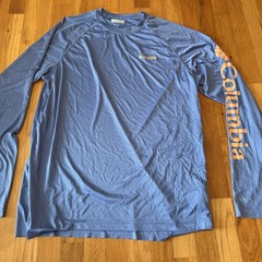 Columbia PFG Omni Shade Sun Protection Long Sleeve Fishing Shirt Blue sz Large