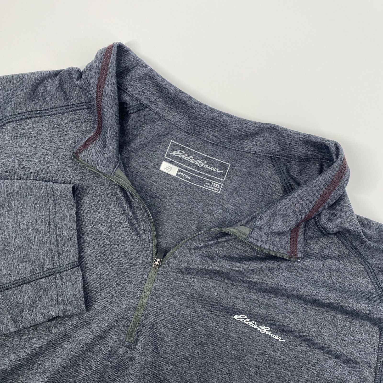 Eddie Bauer Pullover Mens 3XLT Tall Gray 1/4 Zip Motion Free Dry Performance gallery