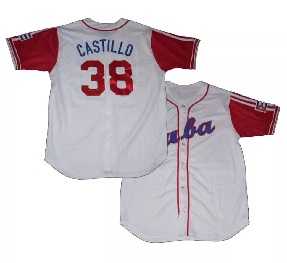 Throwback Castillo #38 Team Cuba Baseball Jersey White Red Sewn Custom Name gallery
