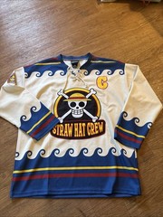 IN STOCK One Piece Straw Hat Crew Hockey Jersey Luffy 56 BoxLunch size Large 11
