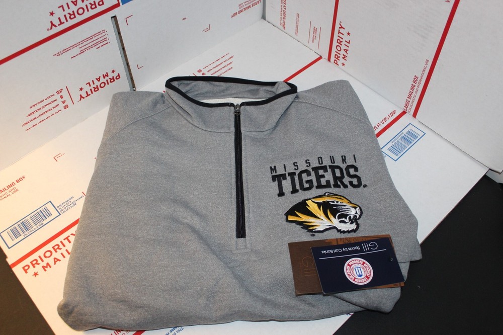 MISSOURI TIGERS SWEATER MEN'S MEDIUM 1/4 ZIP TOP EMBROIDERED LOGO [NEW W/TAGS]
