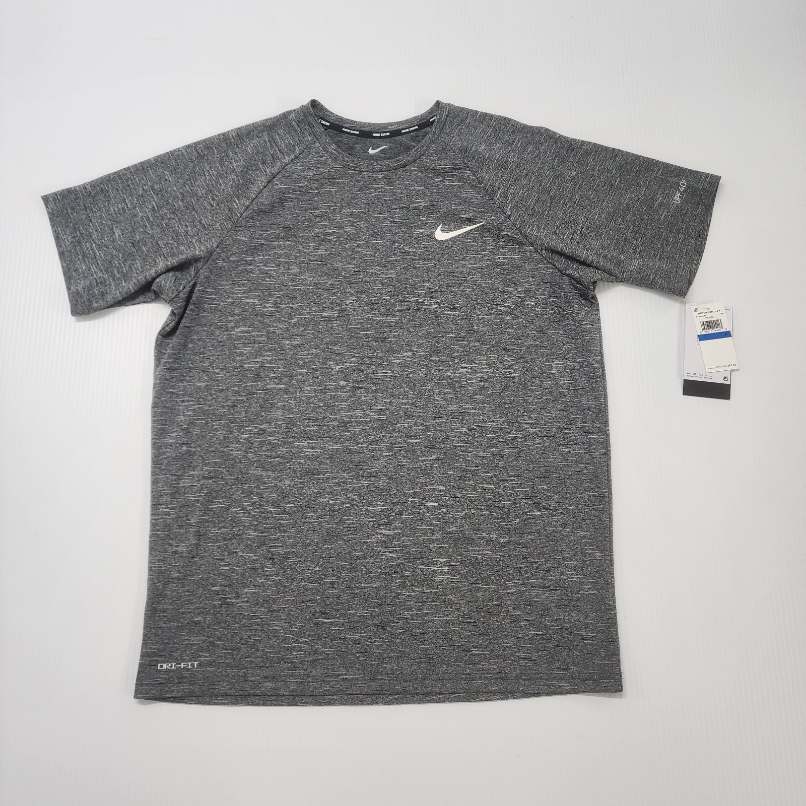 Nike Swim Shirt Mens Medium Gray Dri Fit Short Sleeve UPF 40 Outdoors Beach gallery
