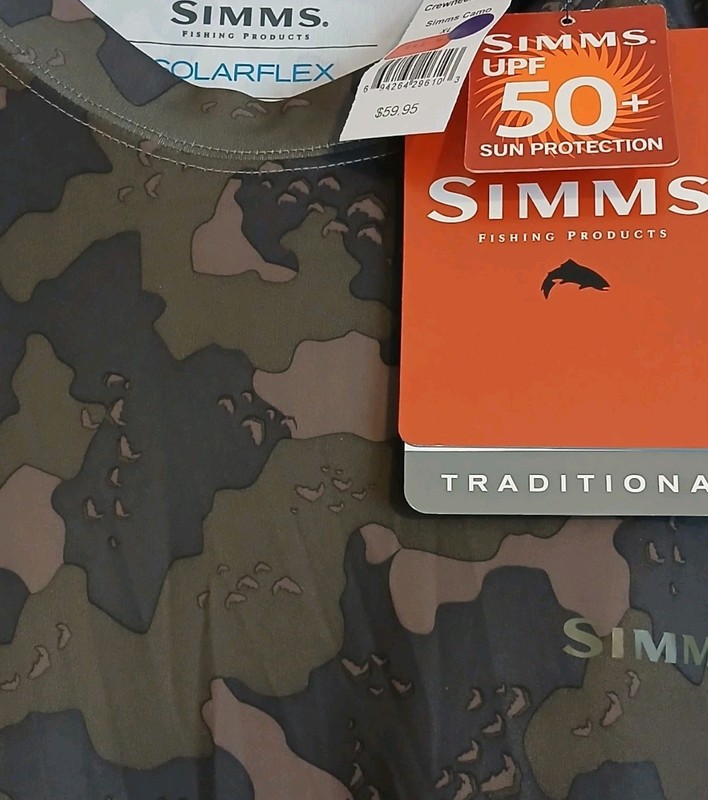 Simms SolarFlex Long Sleeve Shirt Mens XL TG Camouflage UPF50 Fishing Protection gallery