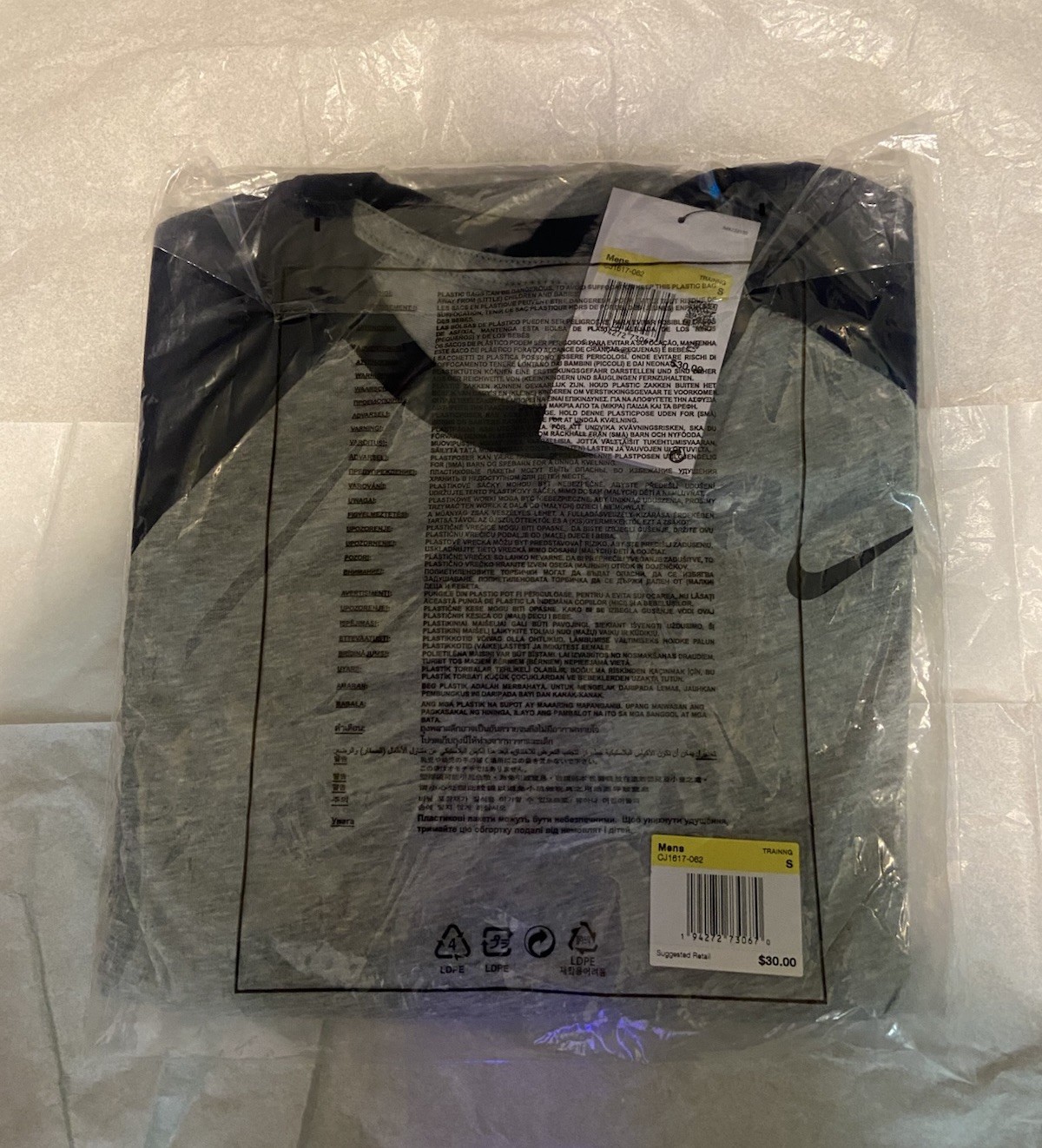 NEW! Size Small Nike Dri Fit Baseball Shirt Mens Blue Grey Raglan 3/4 Sleeve gallery