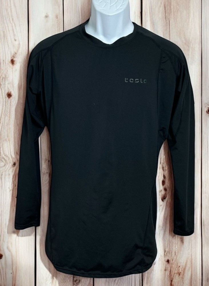 Men’s Tesla Long Sleeve Compression Base Layer Shirt Size XL Black MUD11-KLB