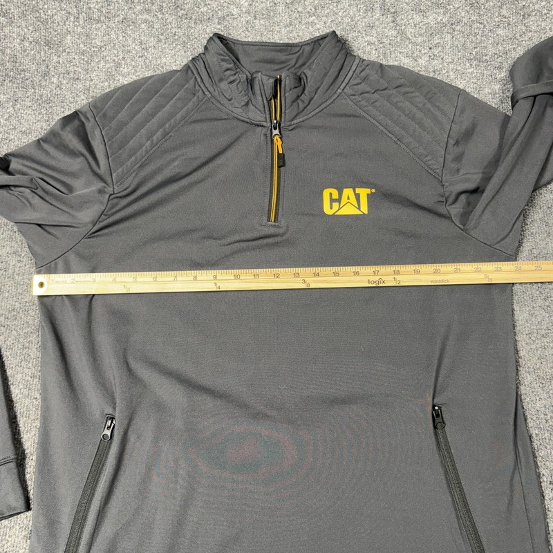 CAT Pullover Mens XL Gray Quarter Zip Long Sleeve Workwear Stretch Shirt Top gallery