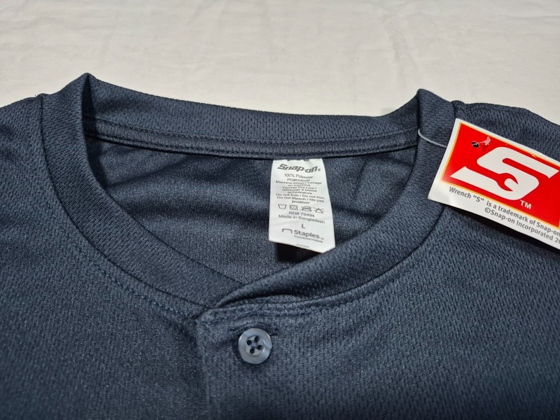 Snap On Tools Mens Long Sleeve Henley Shirt SZ LARGE Button Navy Sonic Blue gallery