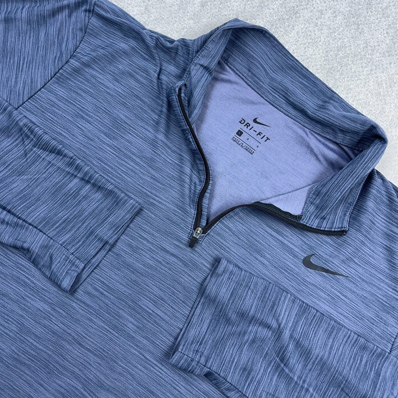 Nike Shirt Men Large Blue Pullover Quarter 1/4 Zip Performance Running Sweater gallery